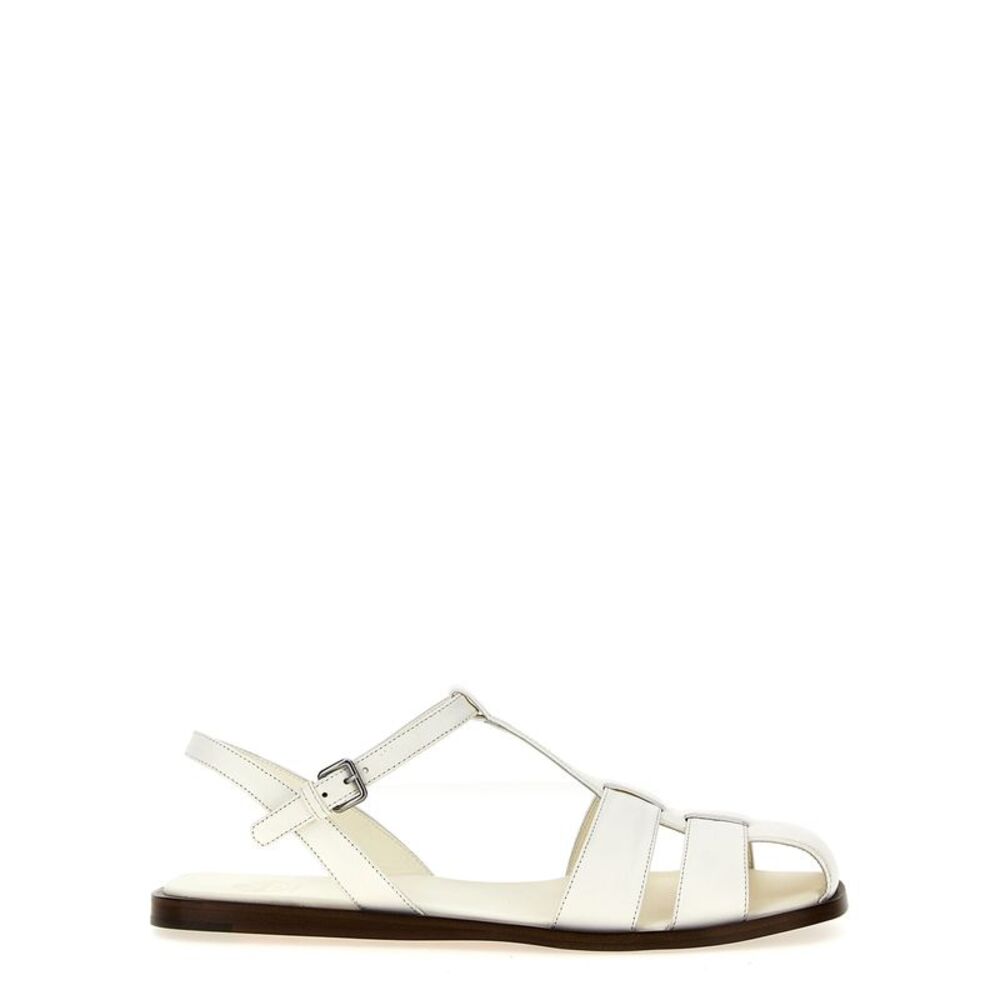Church's White Lamb Leather Flat Women's Sandals
